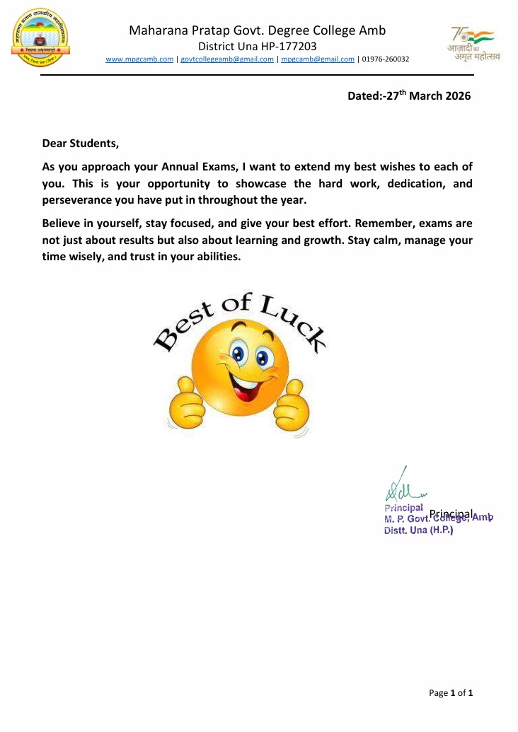 Best of Luck for exams